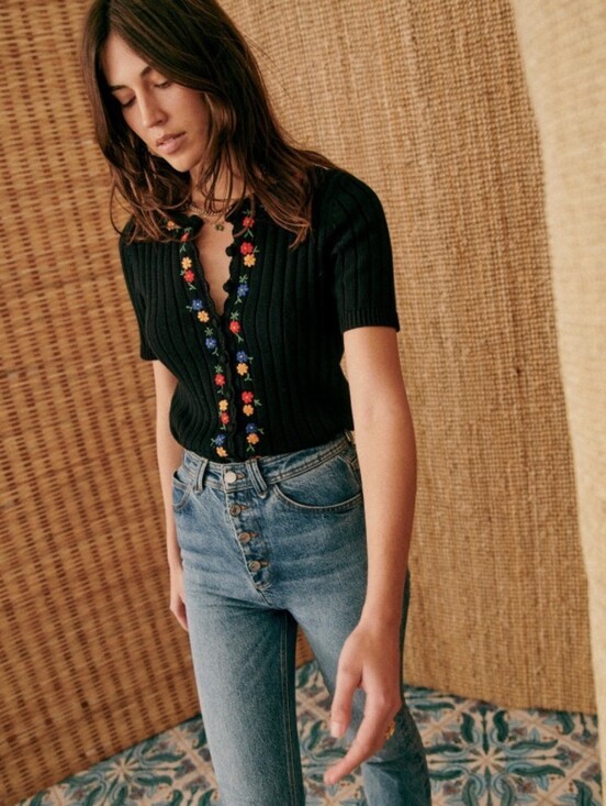 Sezane Sweaters - Sezane Ilena Cardigan in Black Multicolored size M
